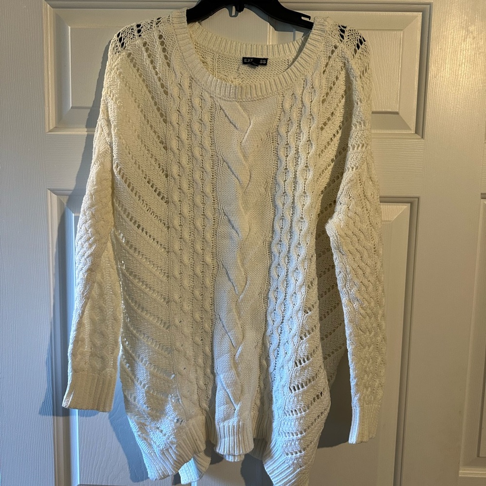 White Cable Knit Sweater